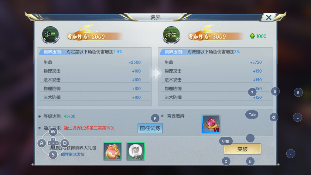择天记手游怎么突破定星，境界突破注意事项总结截图