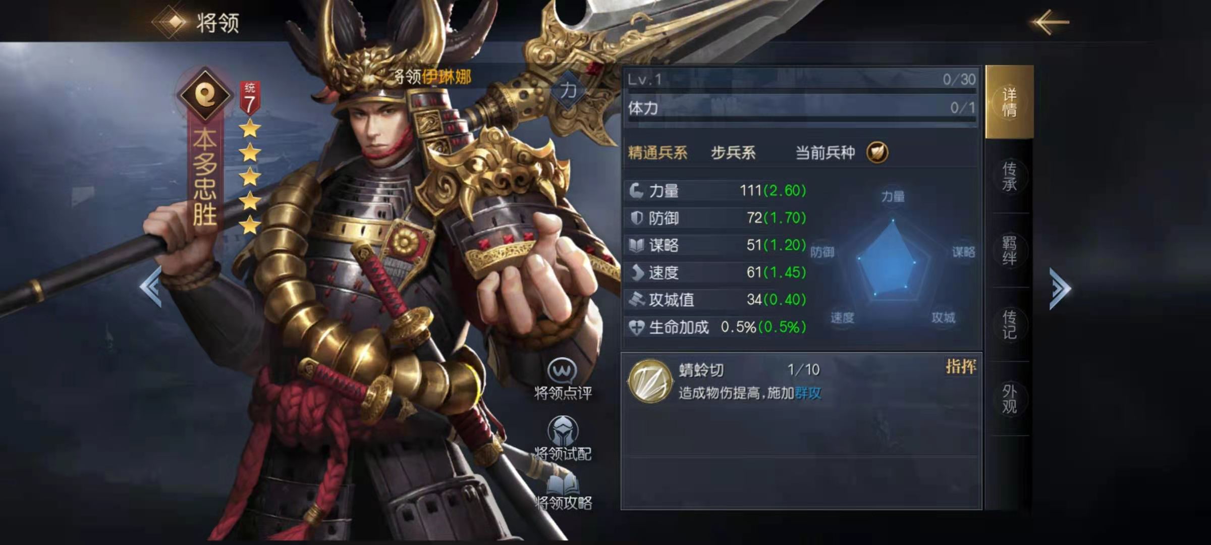 征服与霸业本多忠胜怎么培养 本多忠胜技能搭配详解截图
