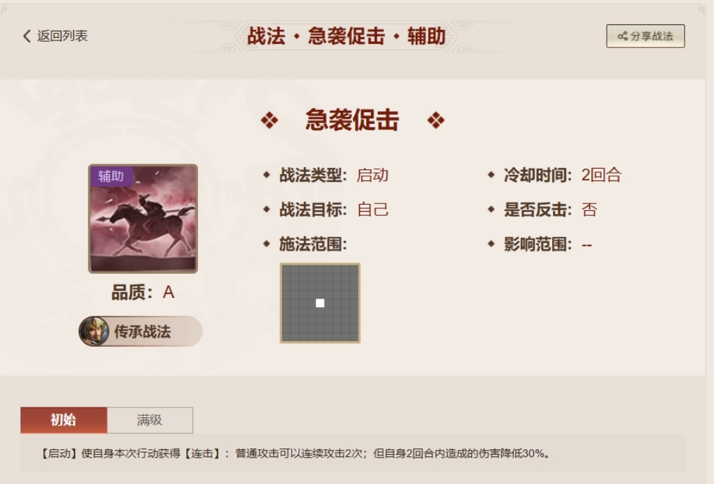 三国志战棋版急袭促击好用吗 三国志战棋版急袭促击强度解析截图