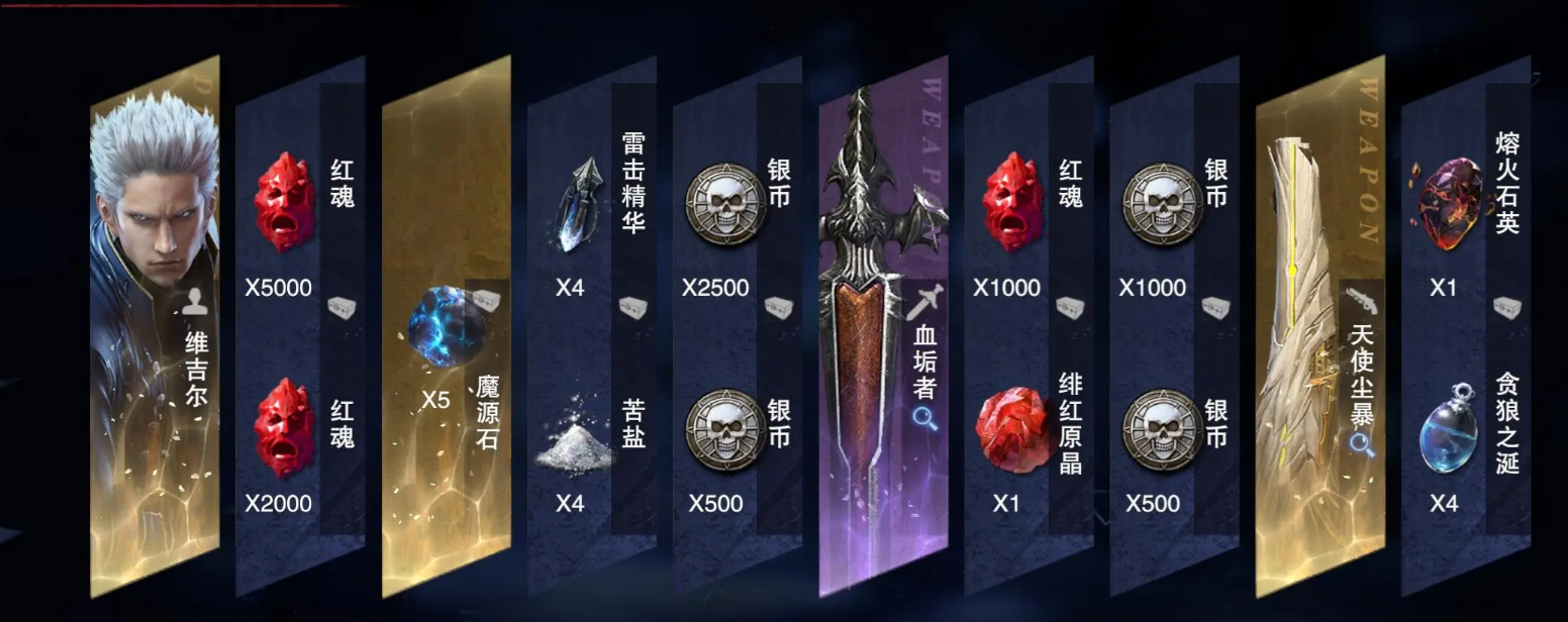 鬼泣巔峰之戰(zhàn)2.0維吉爾多少錢 鬼泣巔峰之戰(zhàn)2.0維吉爾獲取成本截圖