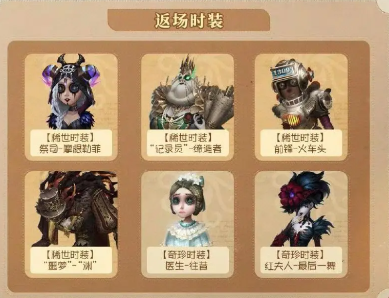 第五人格感恩节返场皮肤2023 第五人格感恩节返场皮肤有哪些截图